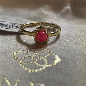 Kendra Scott Susie Gold Band Ring in Hot Pink Kyocera Opal